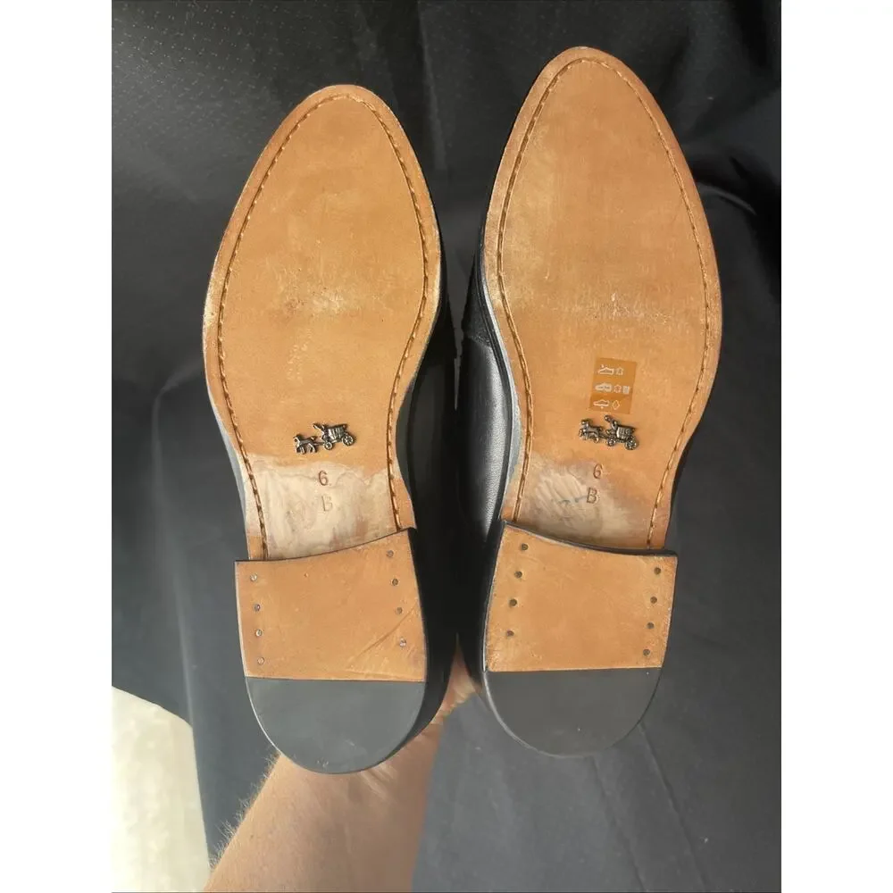 Coach Women Waverly Patchwork Ankle-High Oxford Shoe Black Croc/Calf Leather 6B